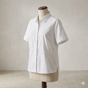 Talbots White Embroidered Short Sleeve Button-Up Blouse – Size 3X